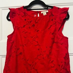 Red lace pretty top - size large